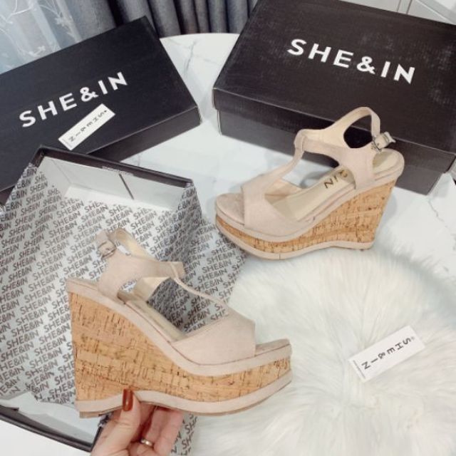 hm(ẢNH THẬT) Sandal Xuồng 15p SHE&IN Da Lộn Nhẹ Mềm Êm Không Dốc Fullbox Bill Túi Cao Cấp Xịn 2020 : , * ⁿ .