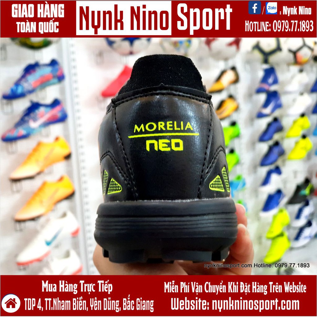 Giày Bóng Đá Mizuno Morelia Neo III Đen Vạch Vàng Xanh TF