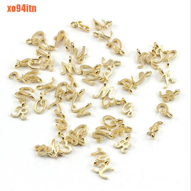 CHARMS Bộ 26 Mặt Dây Chuyền Hình Chữ Cái A-Z Màu Vàng