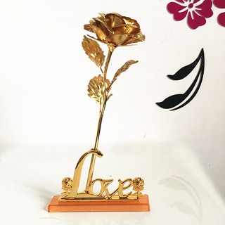 Hoa hồng mạ vàng 24k + tặng kèm đế chữ love