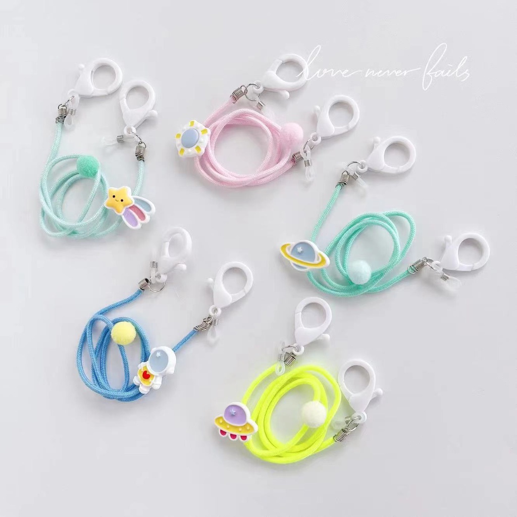 Dây Đeo Mắt Kính Bằng Nylon Màu Kẹo Hình Phi Hành Gia Hoạt Hình Đơn Giản Phong Cách Hàn Quốc