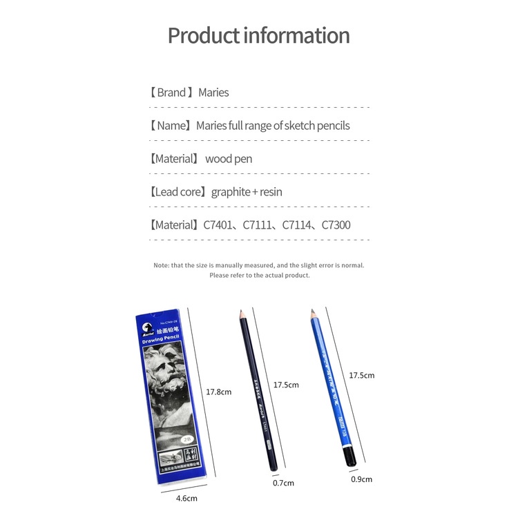 Marie 'S Bút Chì Vẽ Phác Thảo 2h / hb / b / 2b / 3b / 4b / 5b / 6b / 7b / 8b lapiz