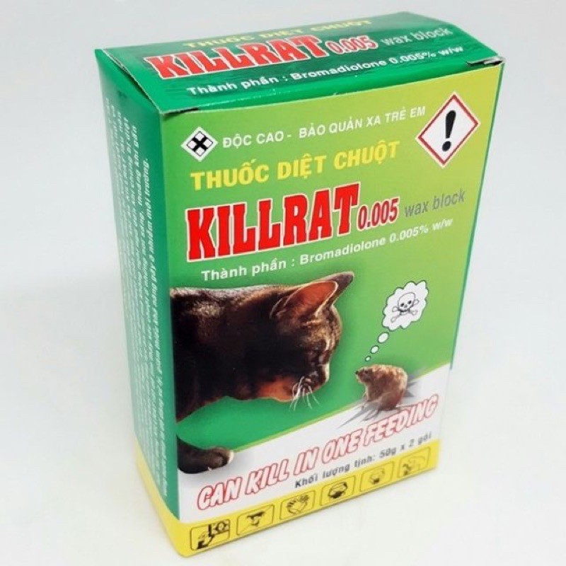 Thuốc Diệt Chuột KILLRAT -  Kẹo Diệt Chuột, Diệt Côn Trùng AONISU (hộp 2 gói).