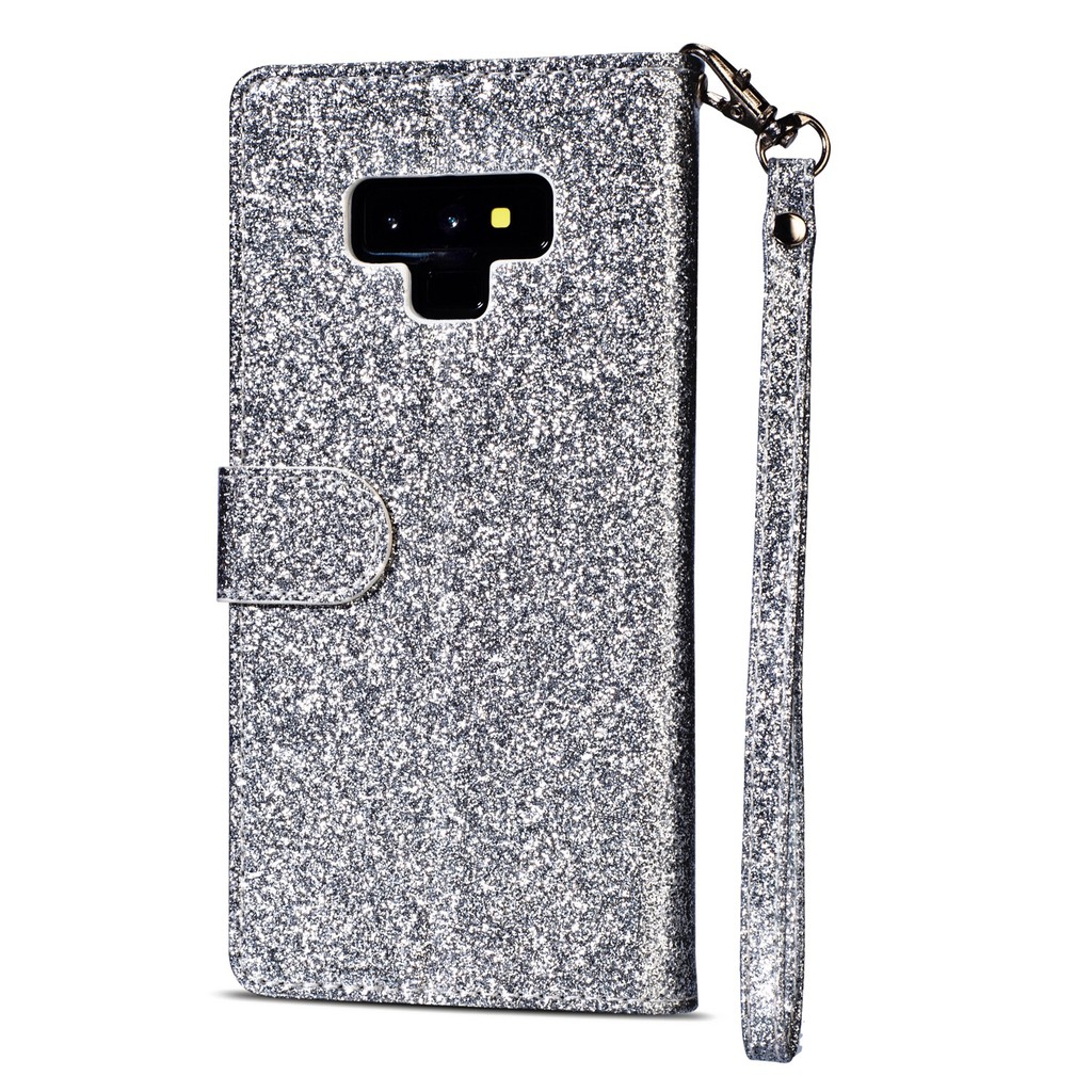Bao da điện thoại kim tuyến nắp lật có ngăn ví khóa kéo cho Samsung Galaxy Note 9/ Note 8 | BigBuy360 - bigbuy360.vn