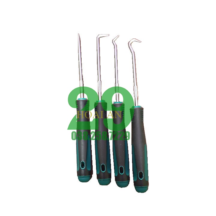 Bộ 4 cây móc nạy phớt kéo lò xo, móc Gioăng, phanh phe Tặng Găng Tay Bảo Hộ