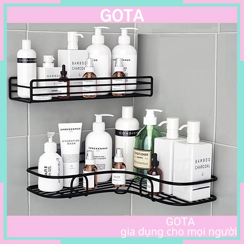 Kệ góc nhà tắm nhà bếp dán tường chất liệu thép không gỉ để đồ phòng tắm, Kệ đựng gia vị nhà bếp đa năng GOTA