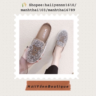 Giày sục đính đá hình gấu ORDER ( kèm video và ảnh thật )