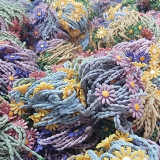 MS12 dây buộc tóc Hàn Quốc hoa cúc nhí HOT TREND Dư Tú Lệ - Chun đôi cực bền - co giãn thoải mái - có 5 màu tùy chọn