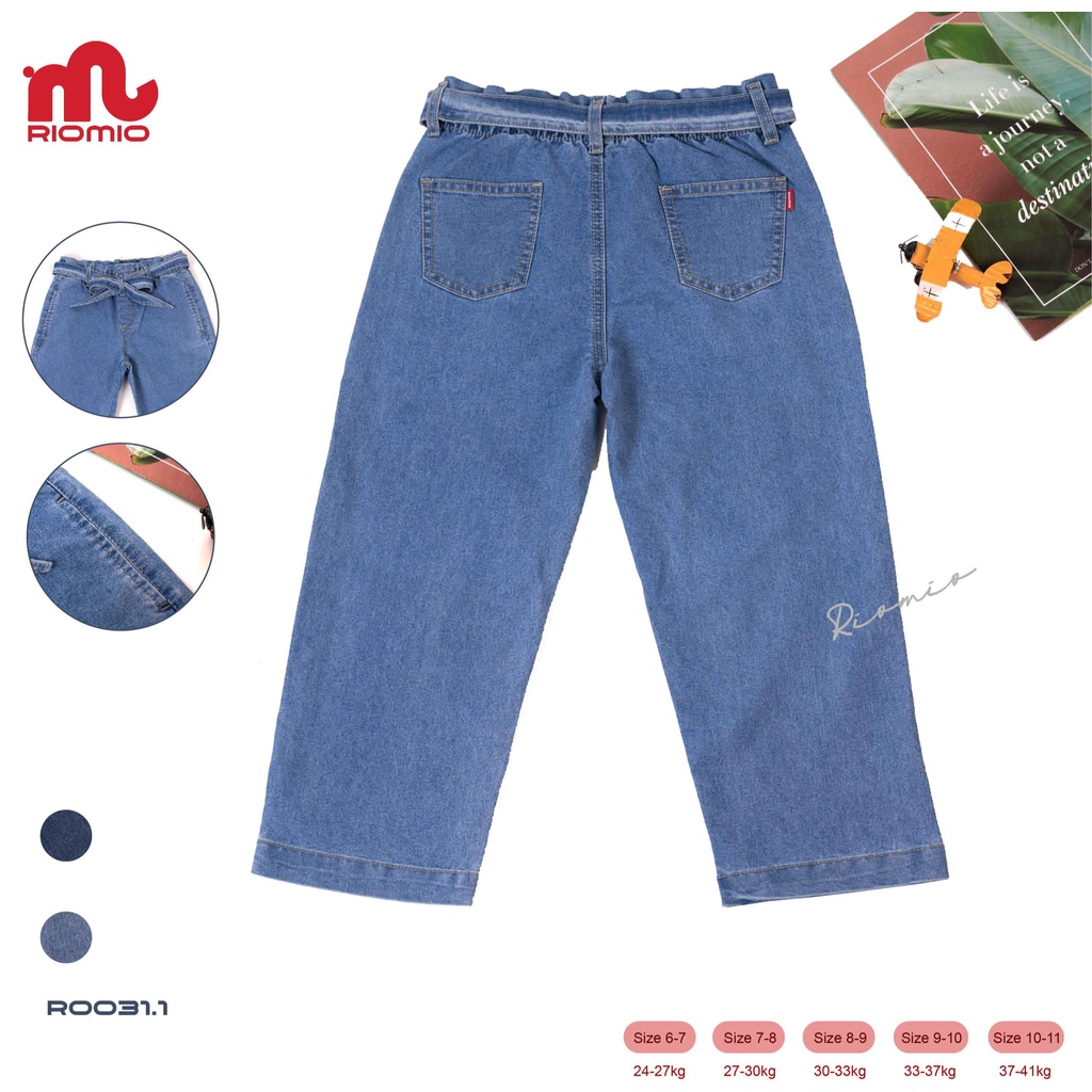 Quần jean bé gái RIOMIO ống suông chất liệu Denim Cotton USA thoải mái - RO031