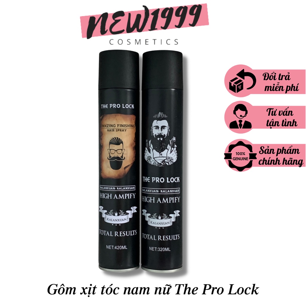 Gôm xịt tóc nam THE PRO LOCK tạo kiểu tóc siêu giữ nếp bóng đẹp cao cấp