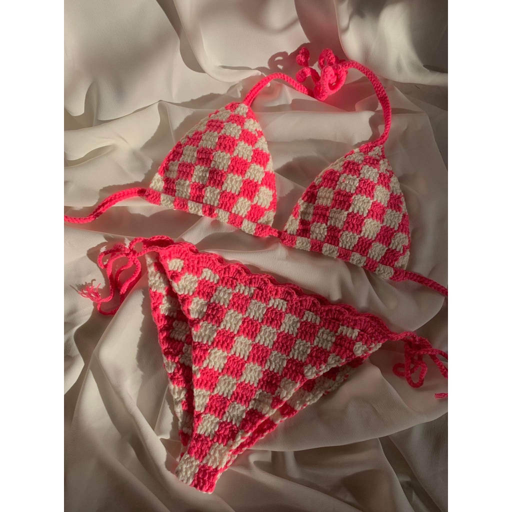 Cago Bikini Set - Bikini set móc len họa tiết caro - Ichi.sg