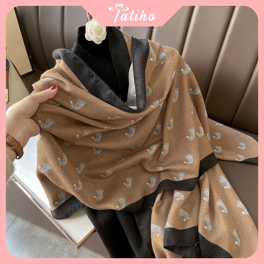 [Hàng Xịn, Giá Tốt] Khăn Choàng Quàng Cổ Lụa Cao Cấp Caro Ngựa Sang Trọng - Chất Liệu Lanh - 90x190cm - Mã KS010