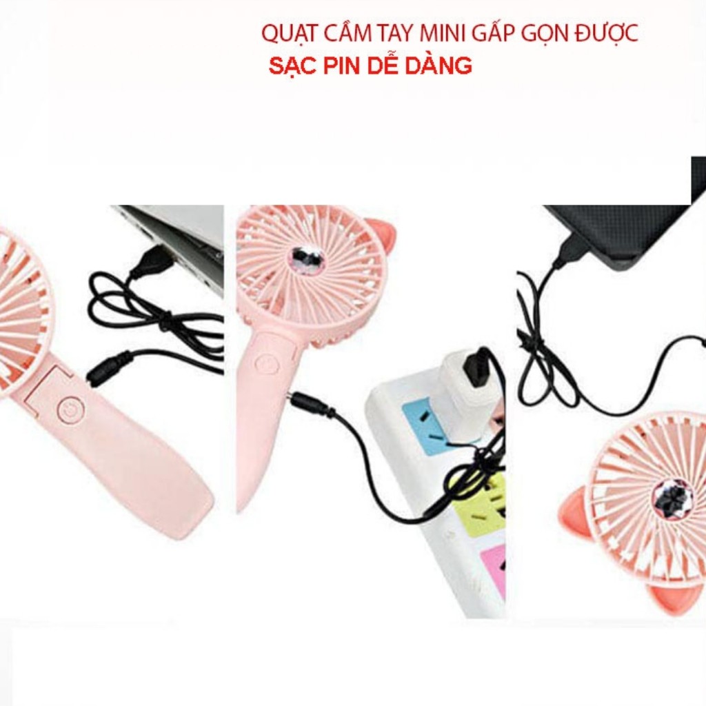 Quạt mini cầm tay gấp gọn, Quạt nhỏ cầm tay , giao màu ngẫu nhiên - có thể dùng khi ghim sạc dự phòng, laptop | BigBuy360 - bigbuy360.vn