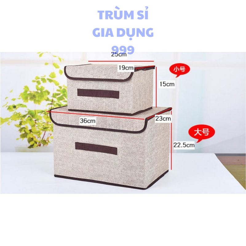set 2 túi đựng đồ 1 lớn 1 nhỏ, Set 2 hộp vải đựng, đồ dùng đa năng khung giấy cứng phong cách Hàn Quốc, túi vải đựng đồ