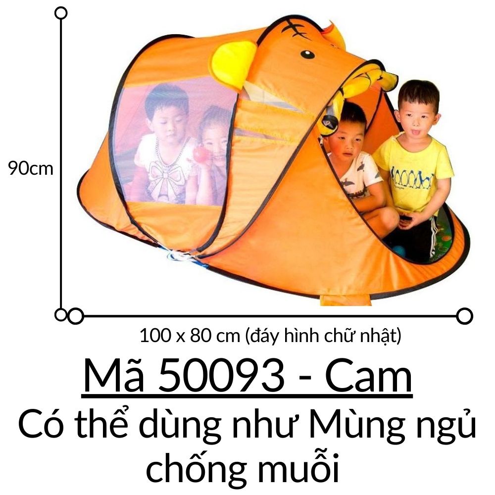 Lều cho bé chơi tự bung gấp gọn hình Gấu Cỡ lớn 180cm kiêm Nhà banh quây bóng Mùng ngủ chống muỗi trẻ em KM50093