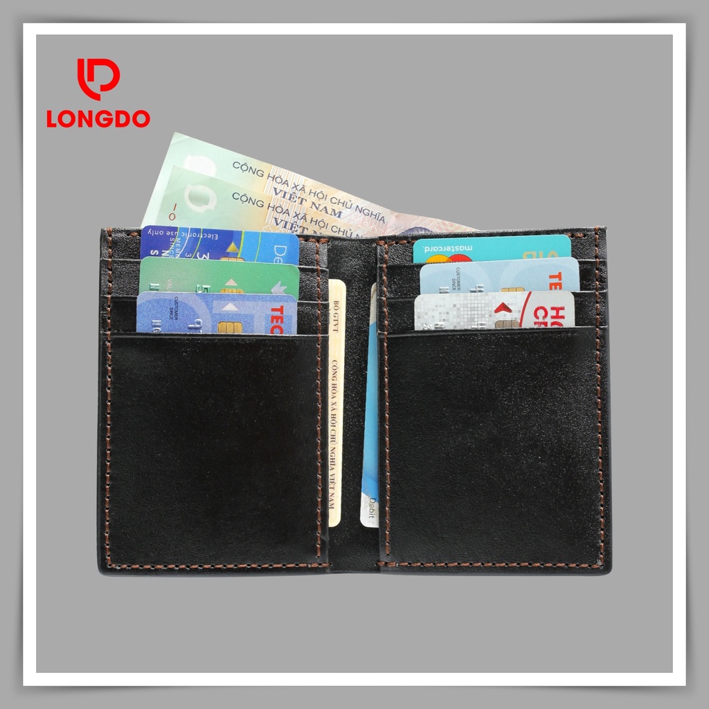 Ví da nam dáng đứng - Cam kết da bò thật 100% - Hàng chính hãng thương hiệu Longdo Leather - BD01