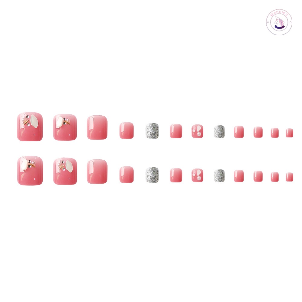 Set 24 Móng Chân Giả Đính Đá Thời Trang Cho Nữ