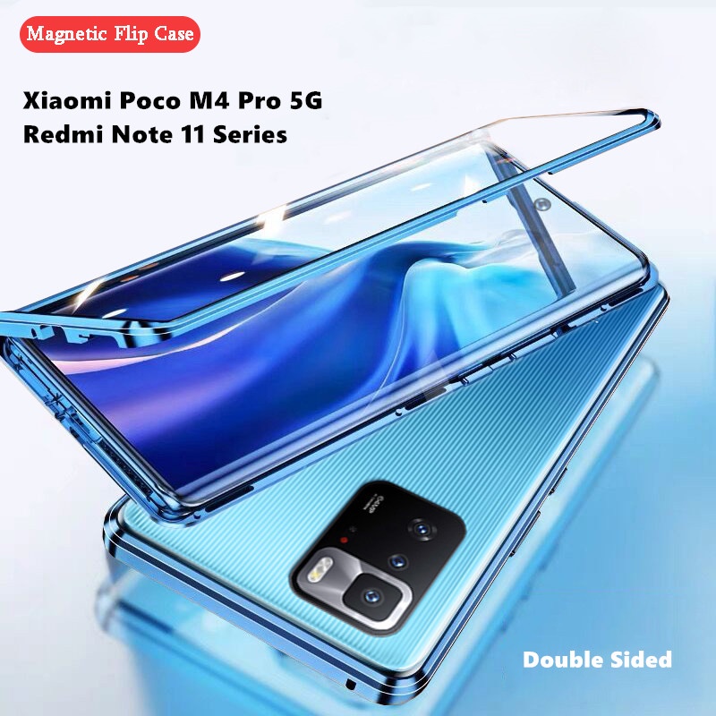 Ốp điện thoại kính cường lực cứng hai mặt bảo vệ toàn diện 360 độ cho Xiaomi Poco M4 Pro 5G M4Pro Redmi Note 11 Pro Plus 11Pro+ Note11