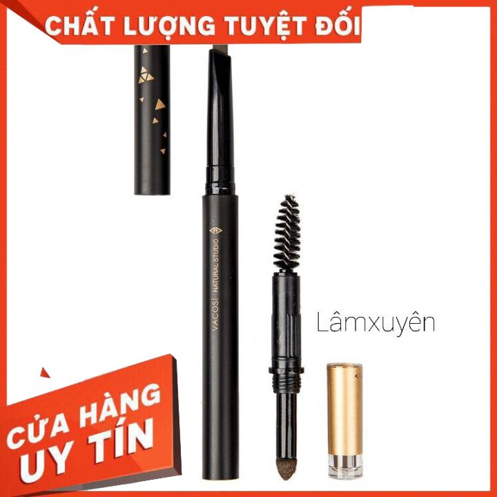 Vacosi chì mày định hình all in 1 (black brown) VM21-03 - Natural studio dual eyebrow shape pen [chính hãng].