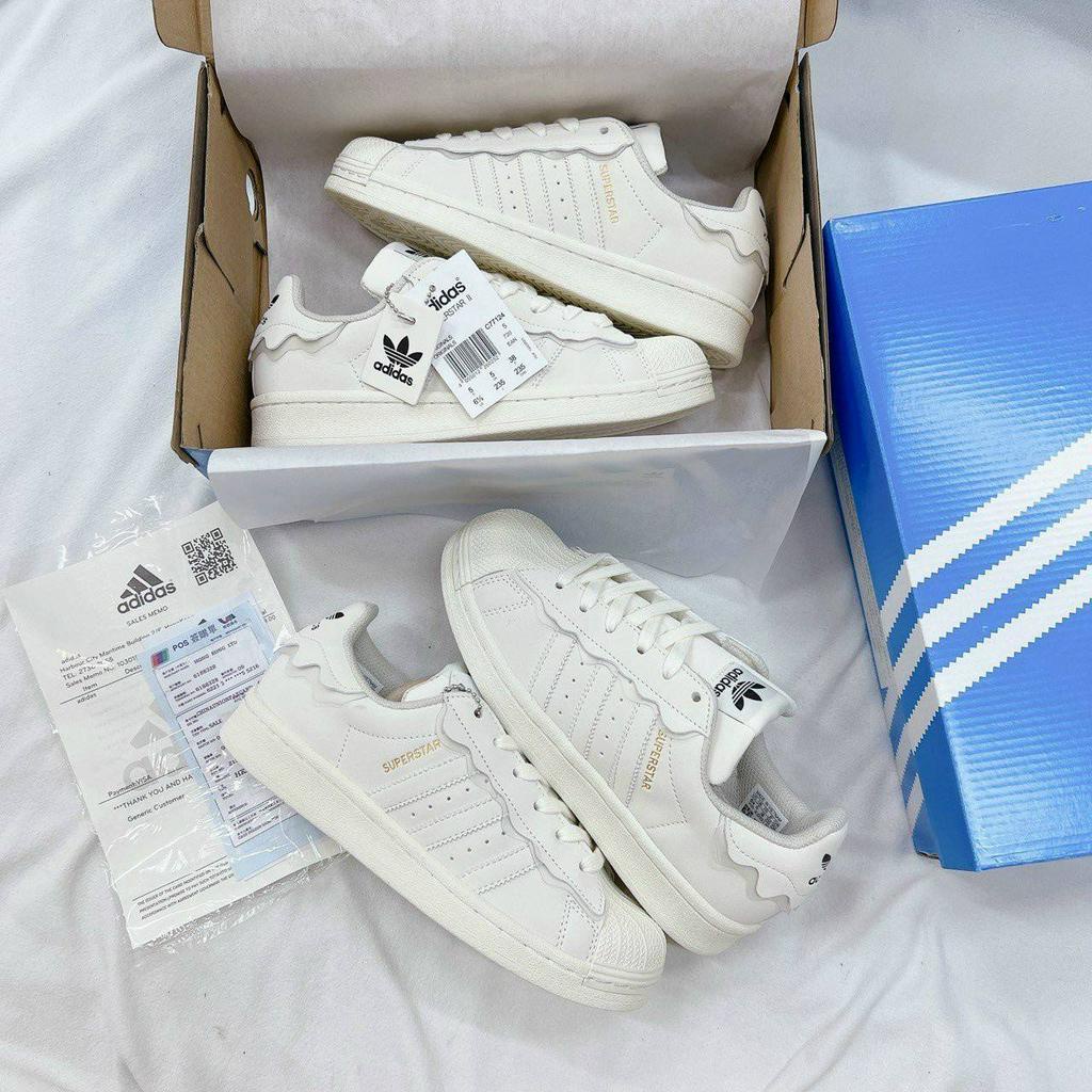 Giày thể thao adidas superstar 2022 màu kem sữa, giày adidas mũi sò nam nữ bản mới nhất Full box