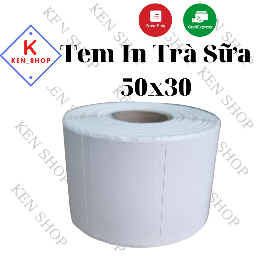 Giấy in tem trà sữa 50x30 (950 tem), 40x30 ( 800 tem) decal nhiệt, giấy in tem dán trà sưa, trà chanh.