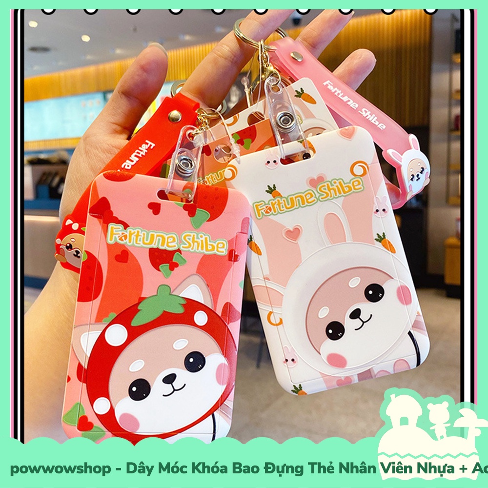 [Sẵn VN - Hỏa Tốc] Dây Móc Khóa Bao Đựng Thẻ Nhân Viên Nhựa PC+Acrylic Mẫu Fortune Shibe Shiba Dog
