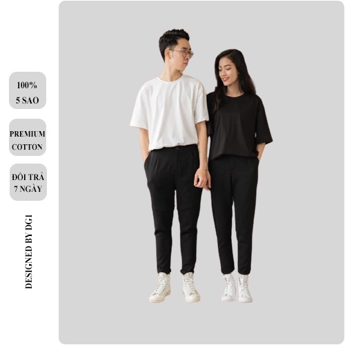 Áo Thun Unisex Basic Tee Phông Trơn Nam Nữ Tay Lỡ Oversize Form Rộng DG1 SHOP