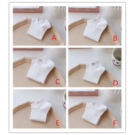 Tất cotton cổ thấp thoáng khí in hình gấu dễ thương sáng tạo cho nam nữ