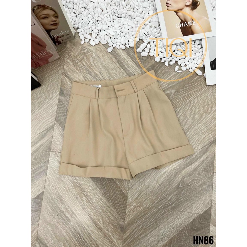 (Video Và Ảnh Thật) Quần Short Ngố Nữ Vải Tây Xếp Ly Vải Cotton Cao Cấp,Quần Sooc Tây Cạp Cao Lật Lai Form Rộng Ulzzang
