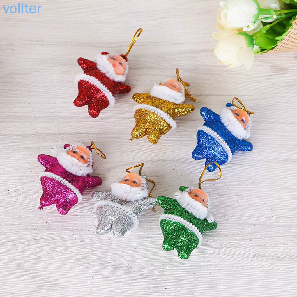 Set 6 Phụ Kiện Treo Trang Trí Giáng Sinh Hình Ông Già Noel Xinh Xắn