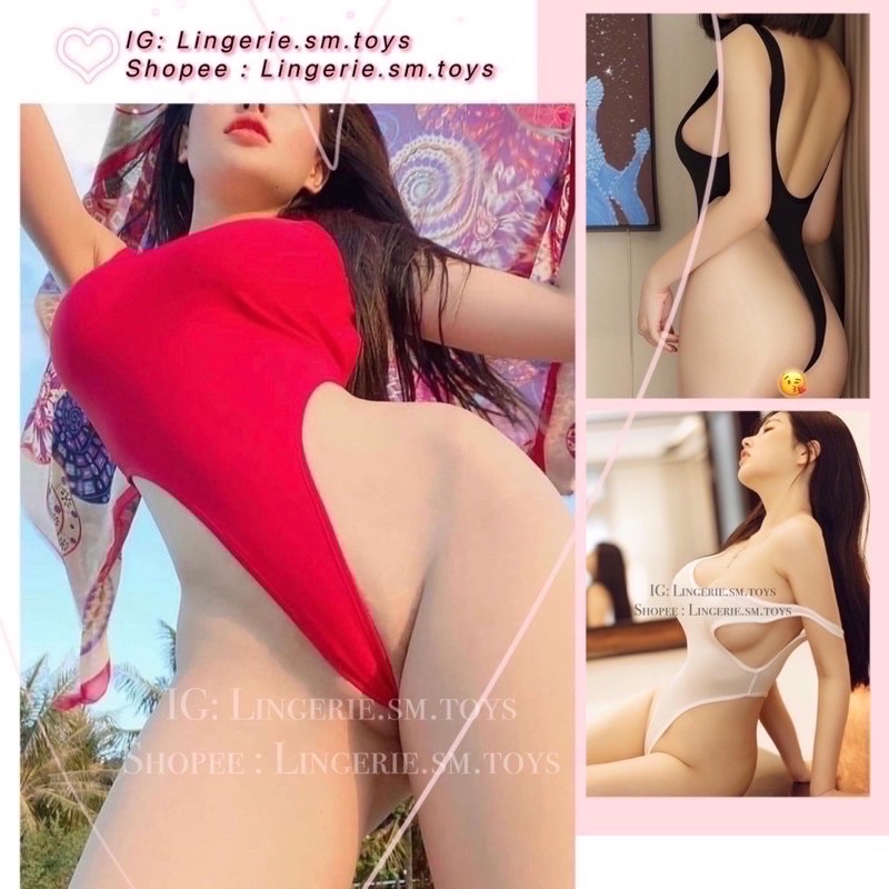 Bodysuit Vạt Cao Sexy •  Vải Trơn Xuyên Thấu Quyến Rũ • Đồ Lót Ngủ Gợi Cảm