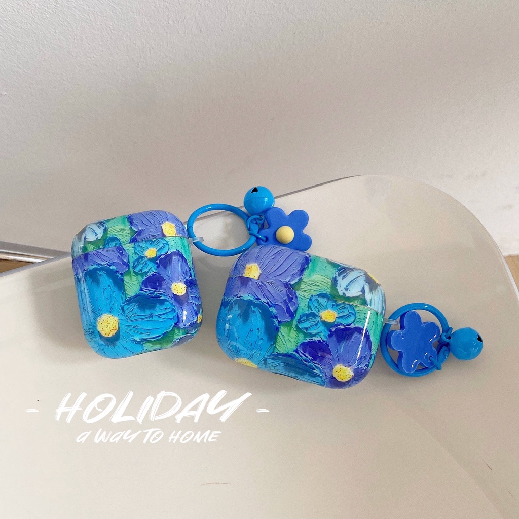 Vỏ Bảo Vệ Hộp Sạc Tai Nghe compatible AirPods3 / 3 Pro / 2Gen Họa Tiết Tranh Sơn Dầu Hình Hoa Cao Cấp