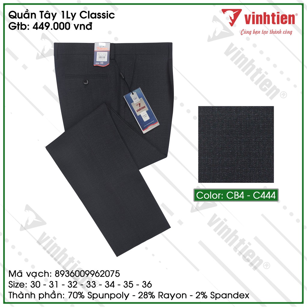 Quần Tây Nam Công Sở Xếp Ly Classic Vĩnh Tiến 449 | BigBuy360 - bigbuy360.vn