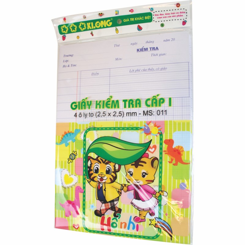 Giấy kiểm tra cấp I 4 ô ly (2,5 x 2,5) mm; MS: 011