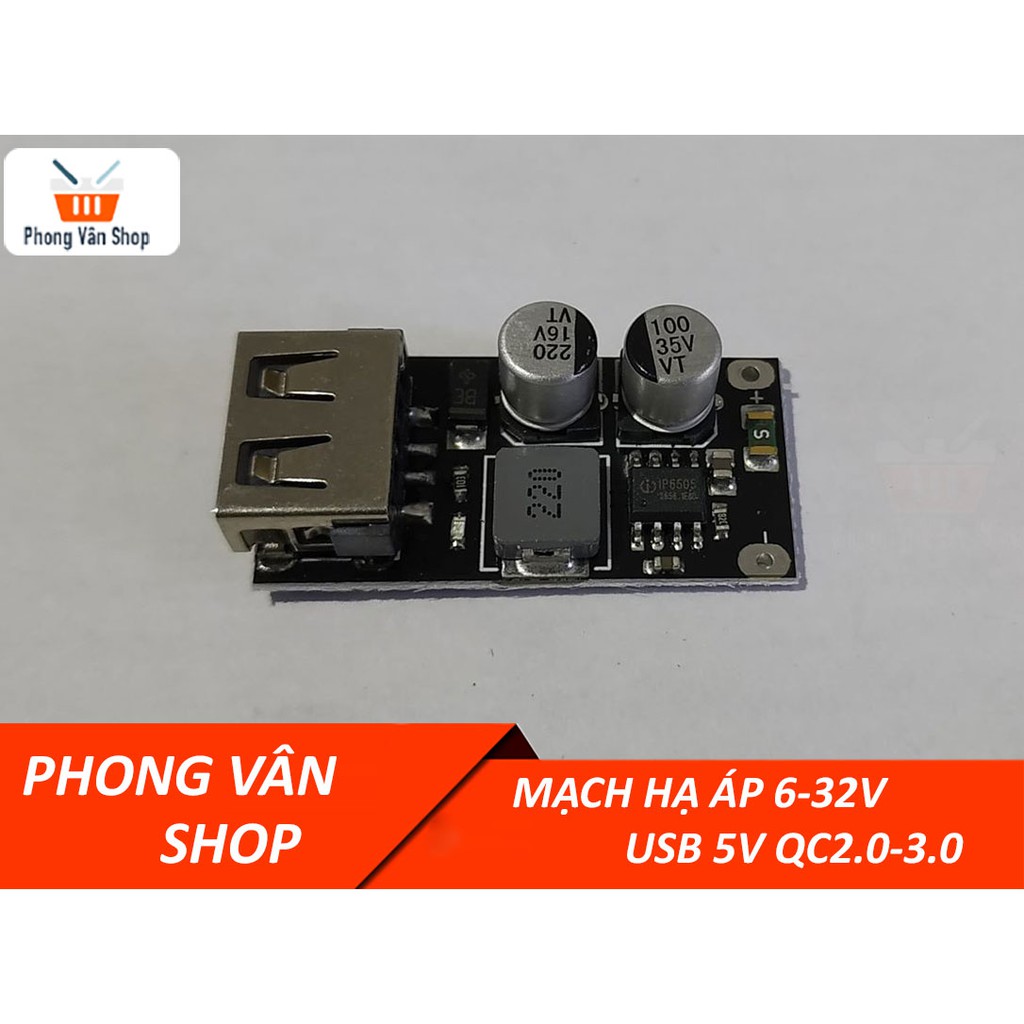 Mạch hạ áp DC 6-32v ra cổng USB 5v hỗ trợ sạc nhanh QC2.0-3.0