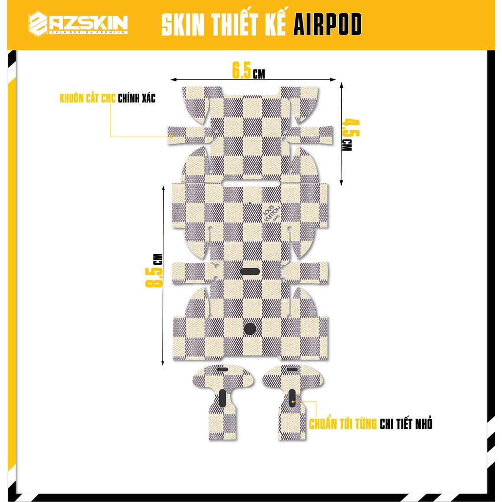 Miếng Dán Skin Luois Vuitton Airpods 1/2/3/Pro |SK_APLB90| Chất Liệu Nhập Khẩu, Chống Nước, Bền Màu, Khuôn Cắt Sẵn