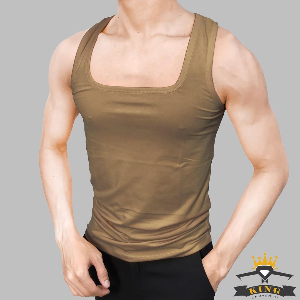 Áo ba lỗ nam cổ vuông KING 3 lỗ sát nách tập gym vận động co giãn tốt đẹp ( U07 ) ❕