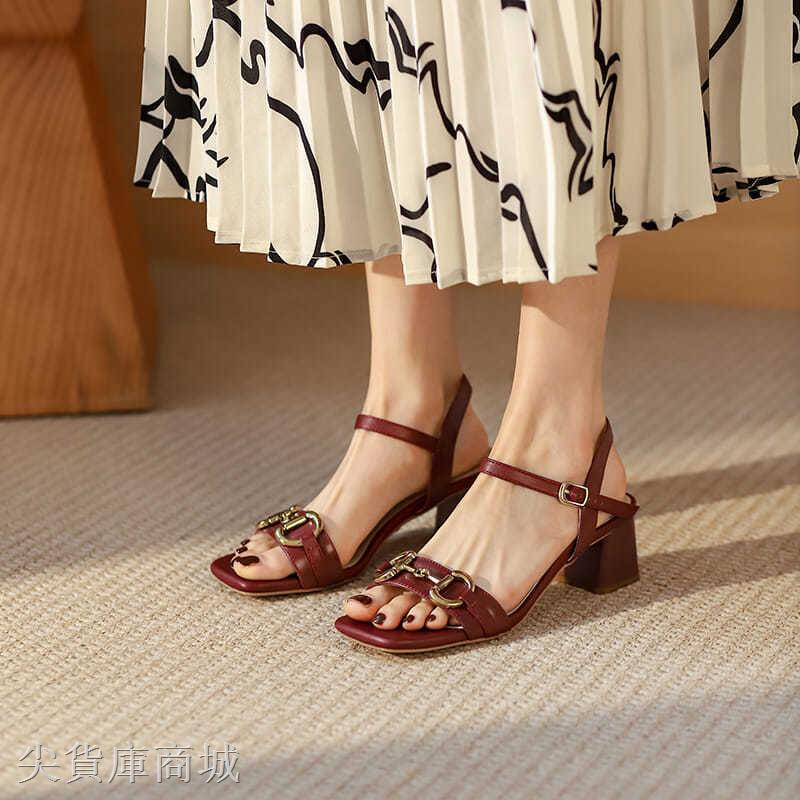 Giày Sandals Đế Thô Thanh Lịch Hợp Thời Trang Hè Phong Cách Hàn Quốc Cho Nữ Size 34-39