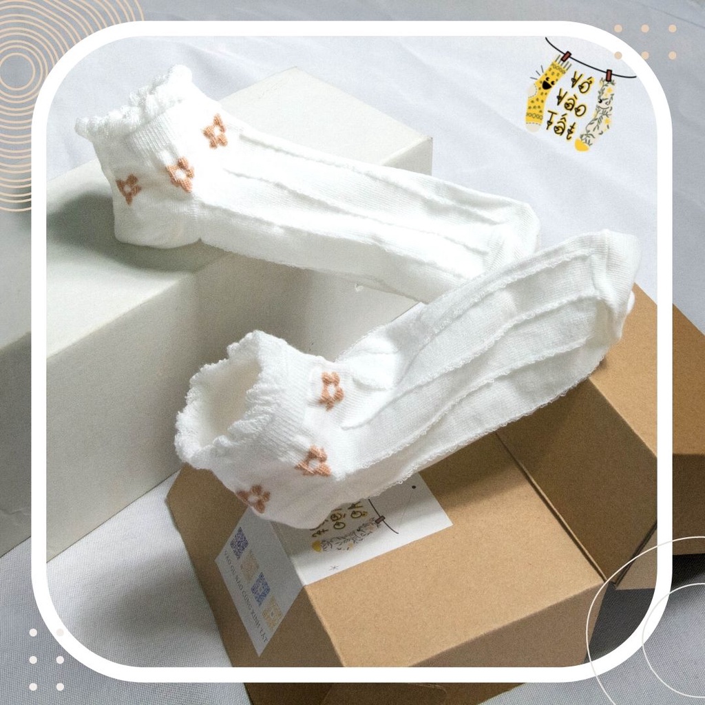 TẤT VỚ CỔ NGẮN NỮ HỌA TIẾT NƠ NHỎ LOLITA XINH XẮN