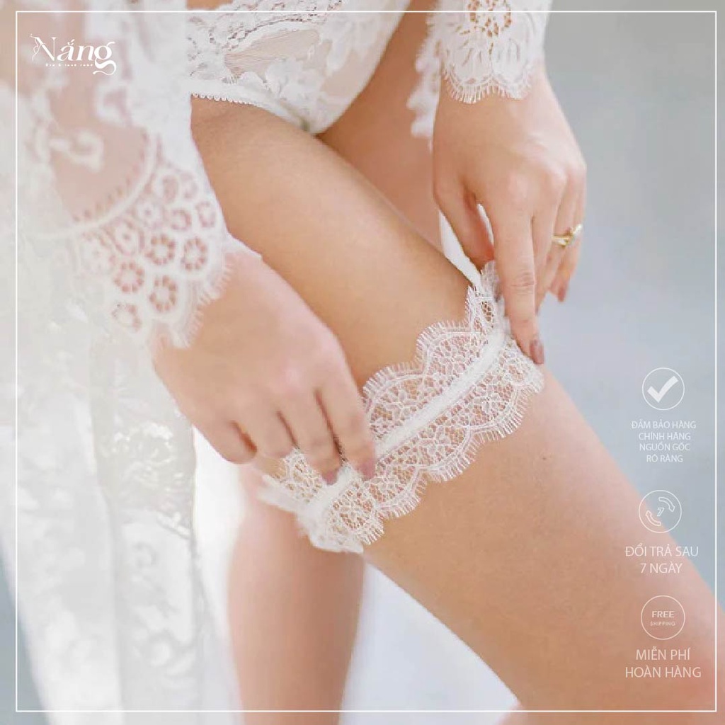 Phụ kiện phòng ngủ, Choker ren đeo đùi hoặc cổ màu trắng siêu gợi cảm, quyến rũ Hàng Việt Nam - PK02