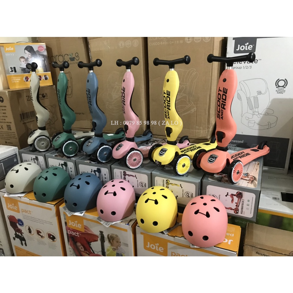 Combo xe chòi chân scooter Highwaykick 1 và mũ bảo hiểm cho bé từ 1 đến 5 tuổi - Scoot And Ride