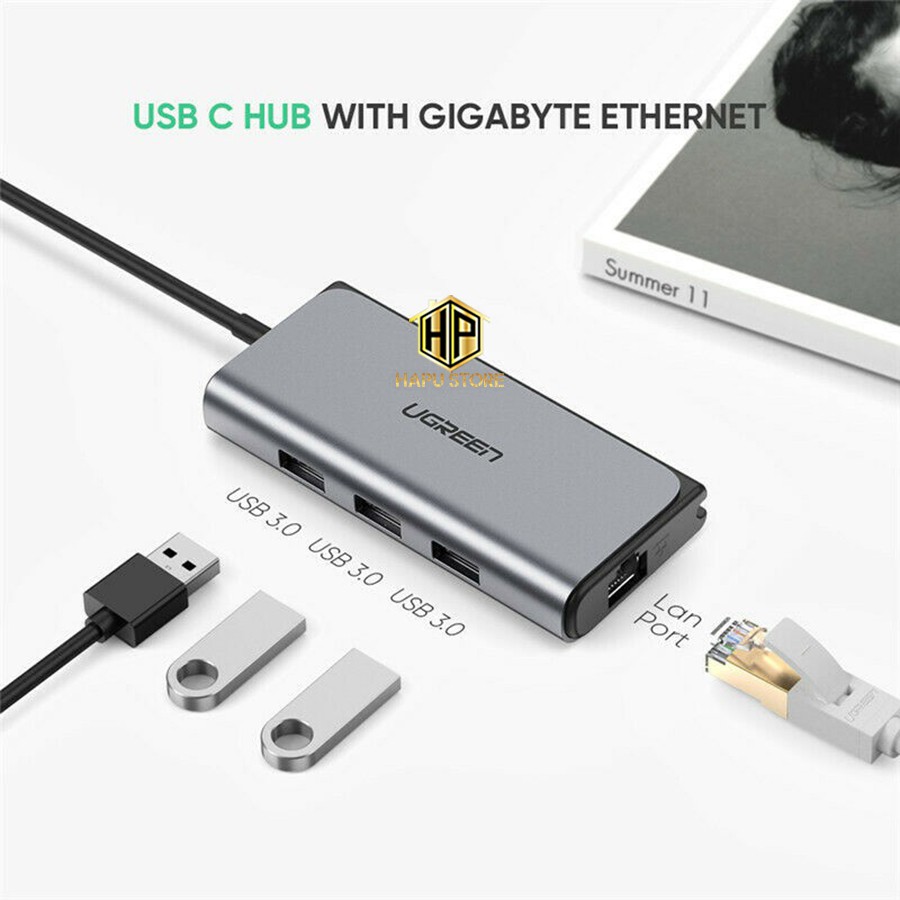 Cáp USB Type-C to Lan, USB 3.0 sạc USB-C Ugreen 50252 chính hãng - Hapustore
