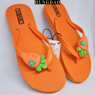 Dép lê nữ Thái Lan Mixstar đính sticker cà rốt cute đi mưa có đế chống trơn trượt đủ size nhiều màu