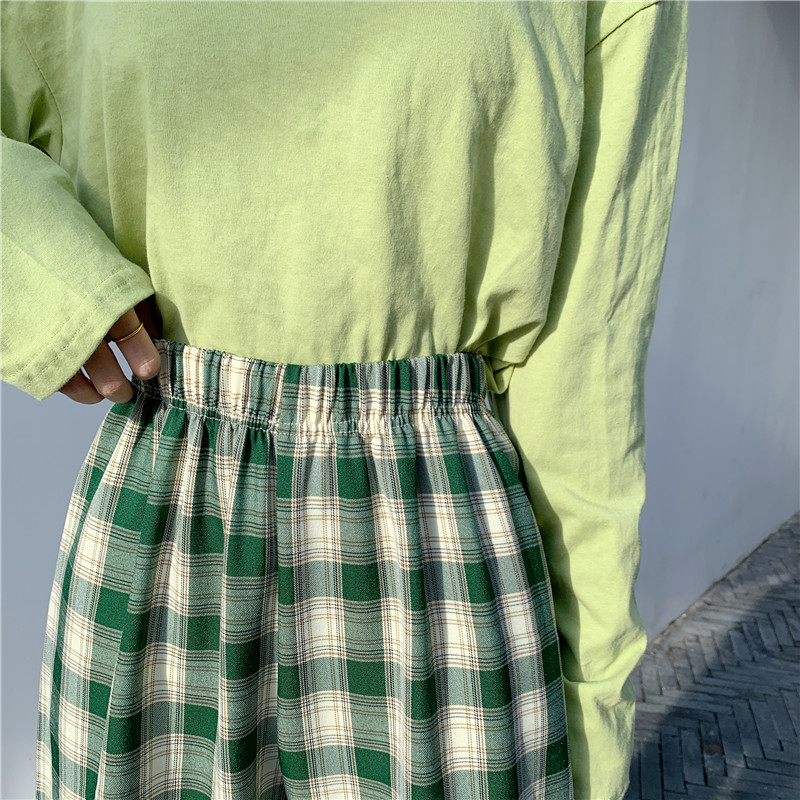 Quần dài ống rộng họa tiết ca rô thời trang dành cho nữ