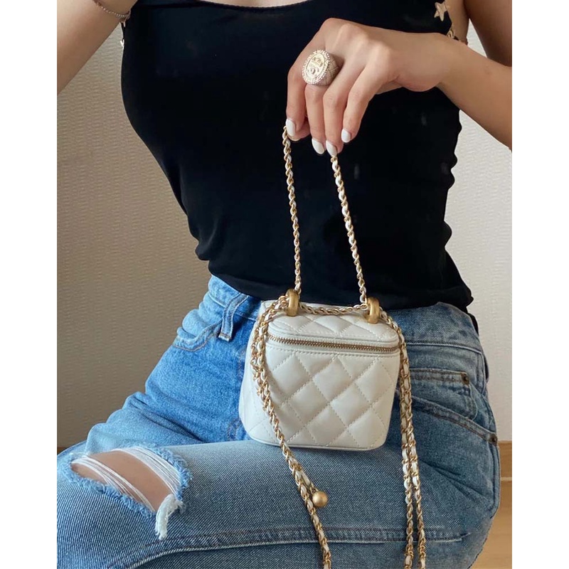 Túi Đeo JASMIN NOIR Chéo Họa Tiết Sọc Caro Phối Dây Xích Thời Trang Cho Nữ