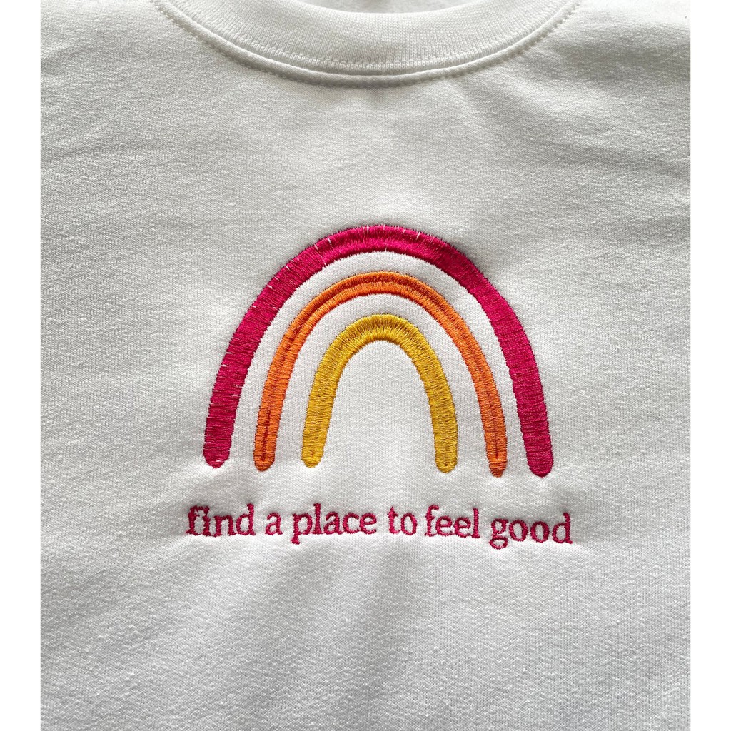 Áo thun thêu cotton unisex RAINBOWS