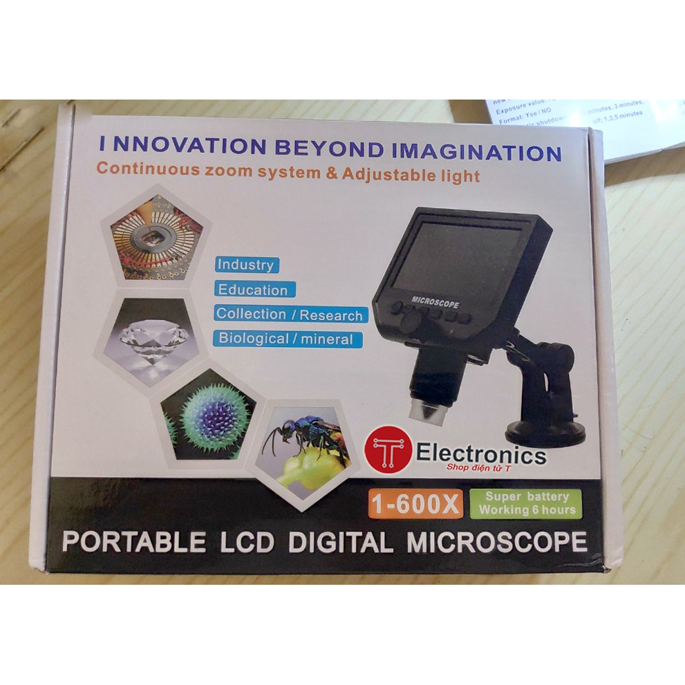 Kính lúp soi Tab-mạch có màn hình hiển thị-zoom 1-600X