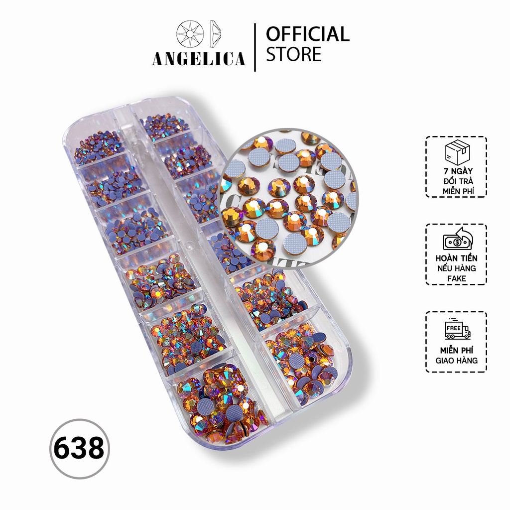 Đá Chân Lưới Nail 12 Khía Topaz Ab Đính Móng ANGELICA 638