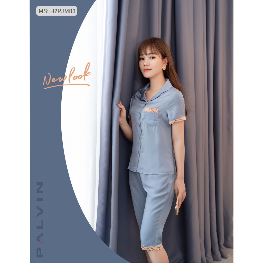 Bộ pijama nữ PALVIN, pijama lụa lửng cao cấp, bóng nhẹ - H2PJM03