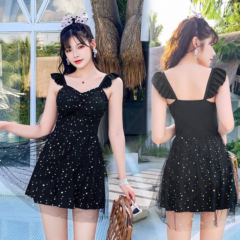 One-Piece Swimsuit Korean Style Covering Flesh Skinny Girl Soaking Hot Spring Boxer Skirt Swimsuit Casual Beach Wear | BigBuy360 - bigbuy360.vn